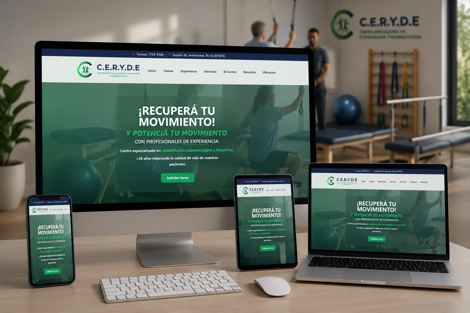Diseño web centro kinesiología CERYDE Avellaneda Buenos Aires