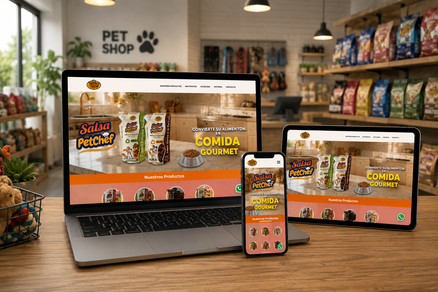 Diseño web e-commerce salsas para mascotas Tasty Pet Food Argentina